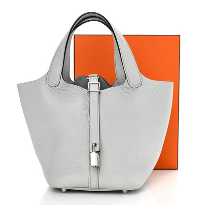 Hermes Taurillon Clemence Picotin Lock 18 PM Bleu Pale 12 of 12