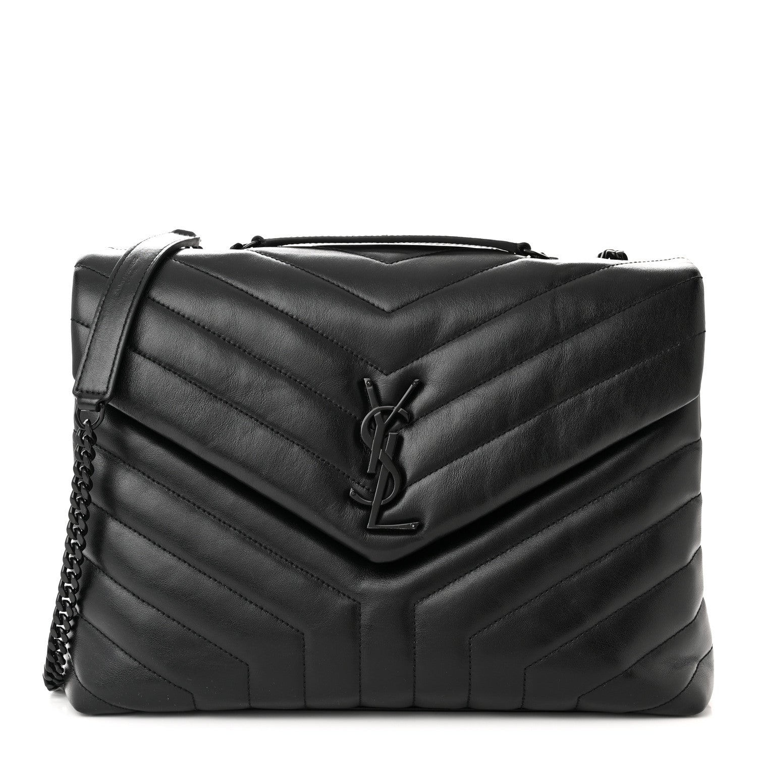 Saint Laurent Calfskin Y Quilted Monogram Monochrome Medium Loulou Chain Satchel Black 1 of 10