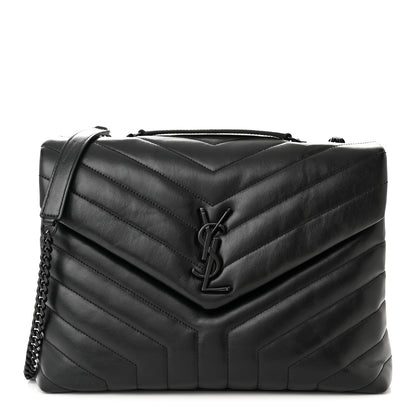 Saint Laurent Calfskin Y Quilted Monogram Monochrome Medium Loulou Chain Satchel Black 1 of 10