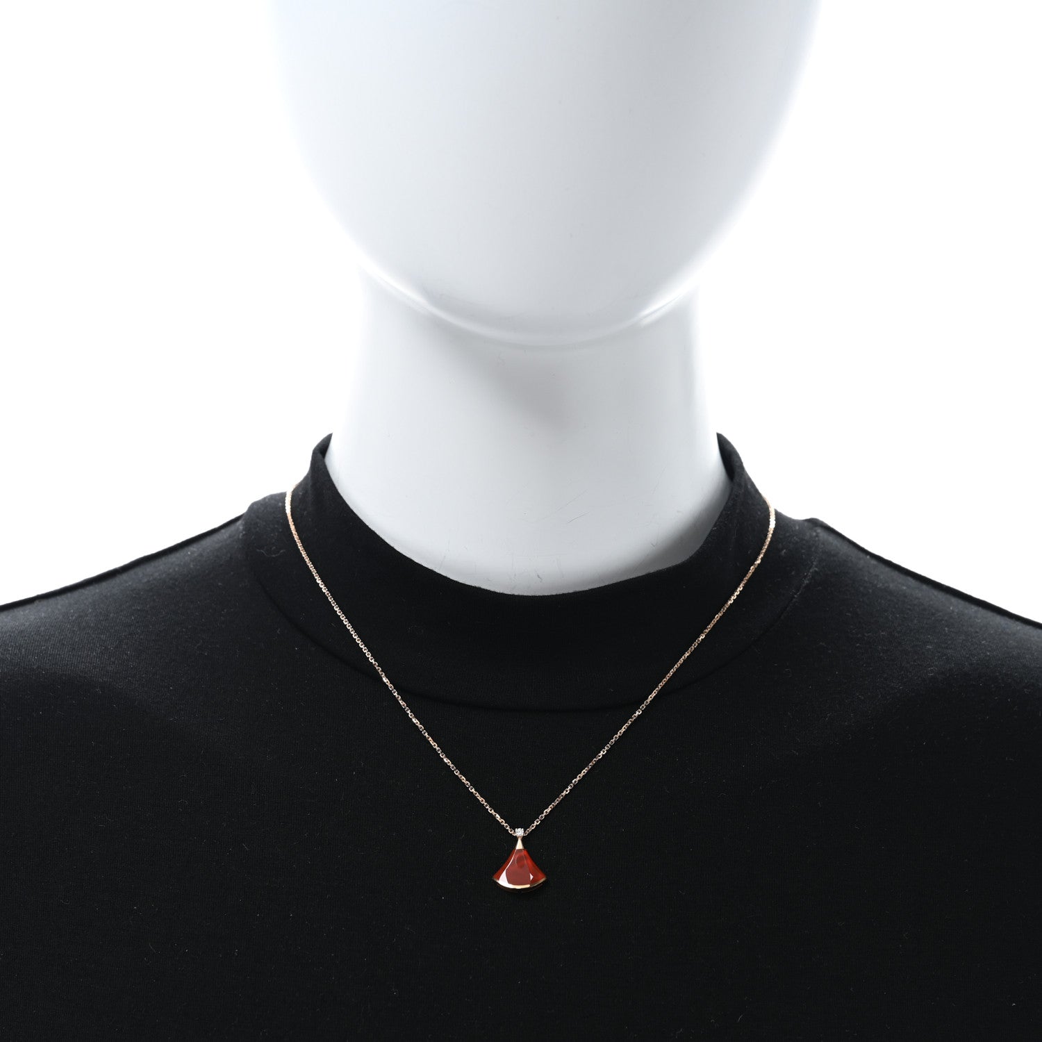 Bulgari 18K Rose Gold Diamond Carnelian Divas' Dream Pendant Necklace 3 of 4