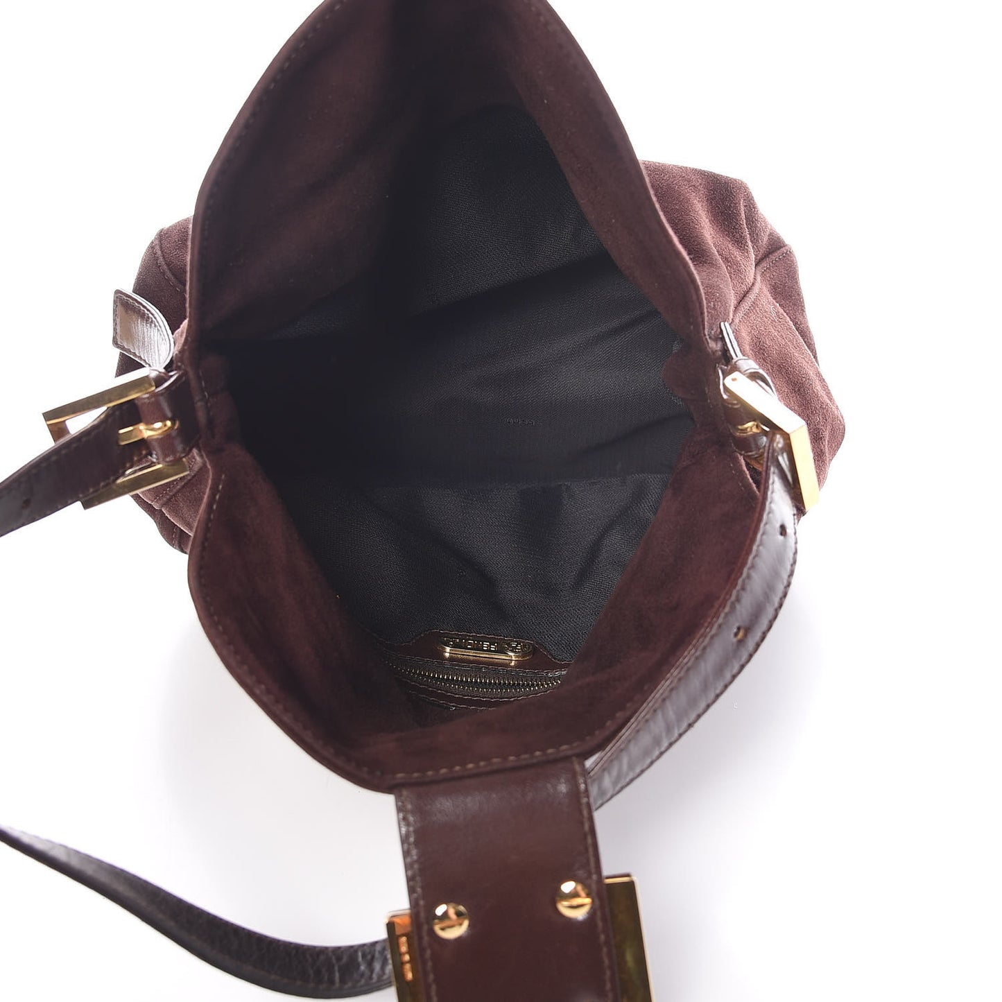 Suede Baguette Hobo Brown