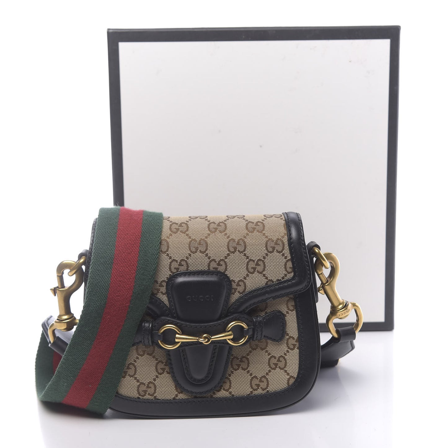 Monogram Small Lady Web Shoulder Bag Beige Black