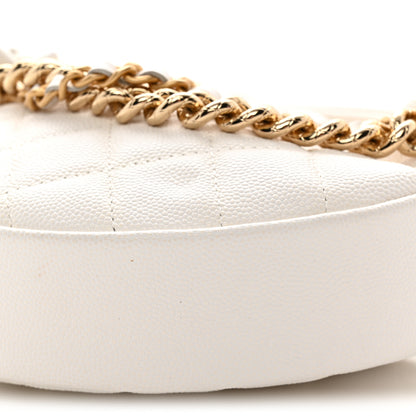 Chanel Shiny Caviar Quilted Bow Pouch Hobo White 10 of 13