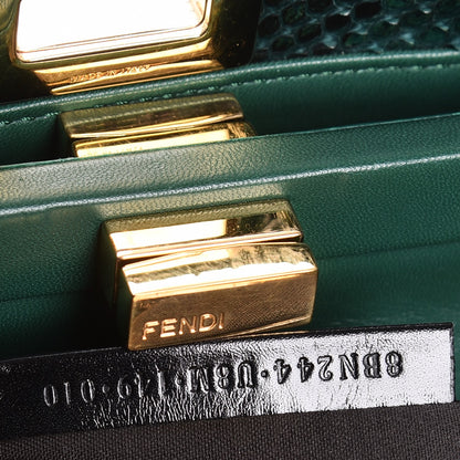 Fendi Snakeskin Shiny Nappa Mini Peekaboo Iconic Satchel Green 10 of 11