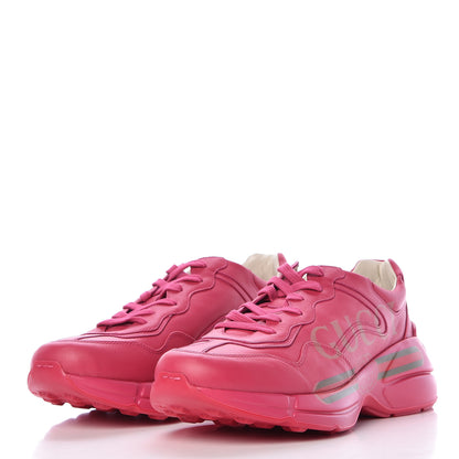 Gucci Calfskin Logo Mens Rhyton Sneakers 8.5 Box Pink 3 of 12