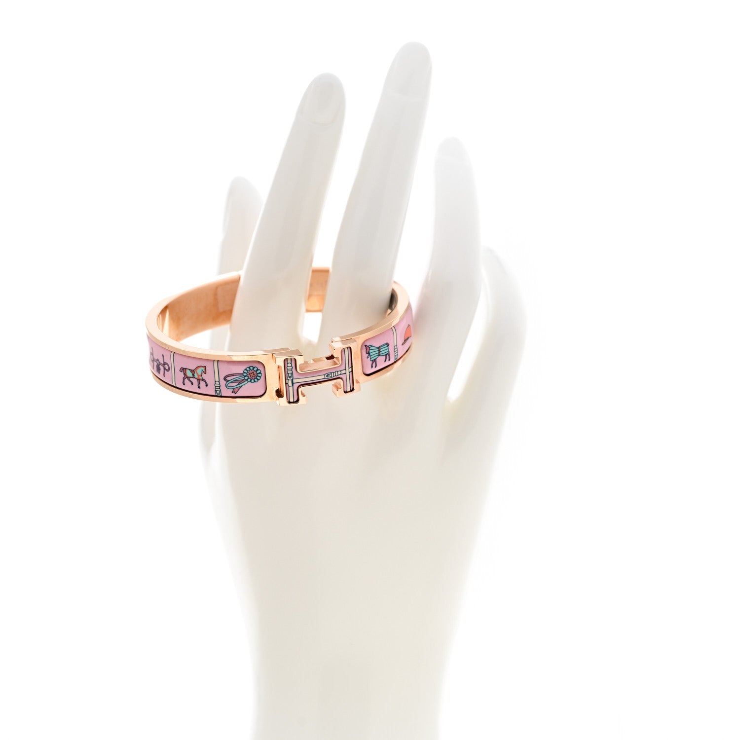 Hermes Enamel Printed Narrow Couvertures et Tenues de Jour Clic Clac H Bracelet PM Color Patch 2 of 6