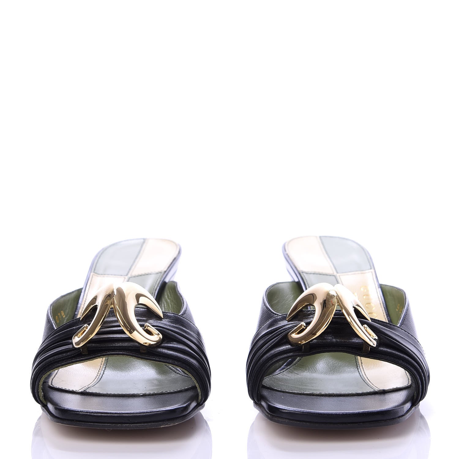 Gucci Malaga Kid Half Moon GG Square Toe Slide Sandals 36 Black 2 of 10