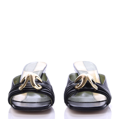 Gucci Malaga Kid Half Moon GG Square Toe Slide Sandals 36 Black 2 of 10