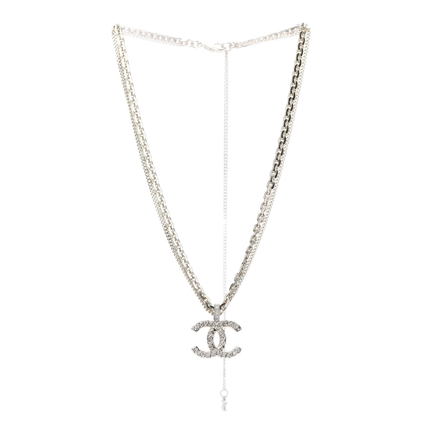 Crystal CC Multi Strand Chain Necklace Gold