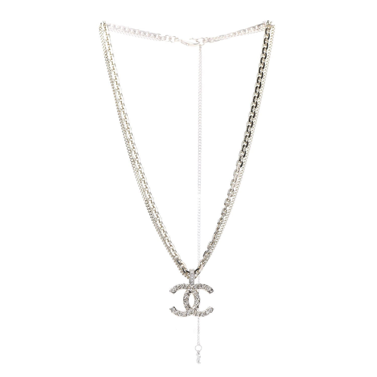 Chanel Crystal CC Multi Strand Chain Necklace Gold 3 of 5