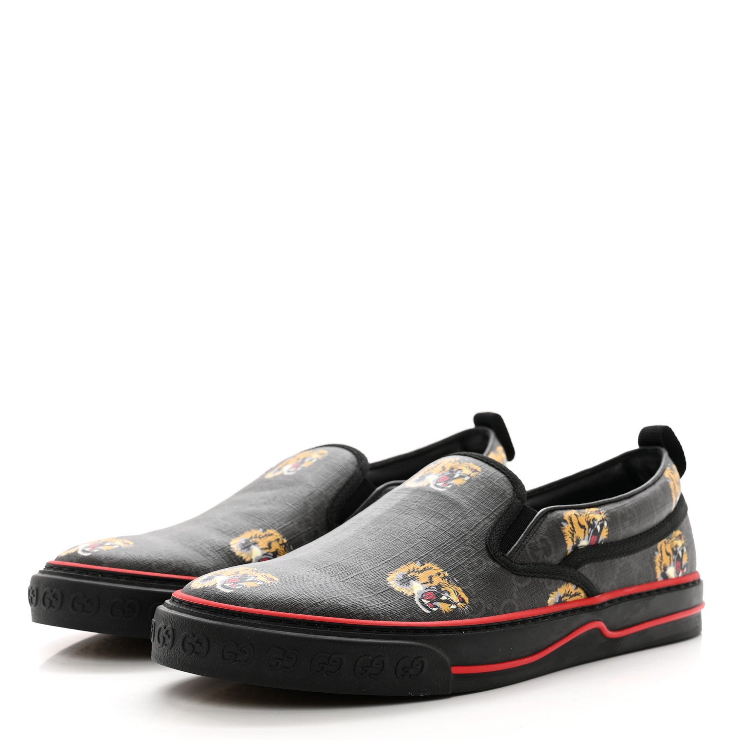 Gucci GG Supreme Monogram Tiger Face Mens 1977 Slip-On Sneakers 9 Black Multicolor 3 of 8