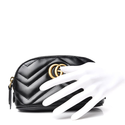 Gucci Calfskin Matelasse GG Marmont Pouch Cosmetic Case Black 2 of 7