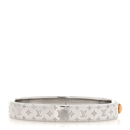 Louis Vuitton Palladium Monogram Nanogram Cuff S Silver 3 of 7