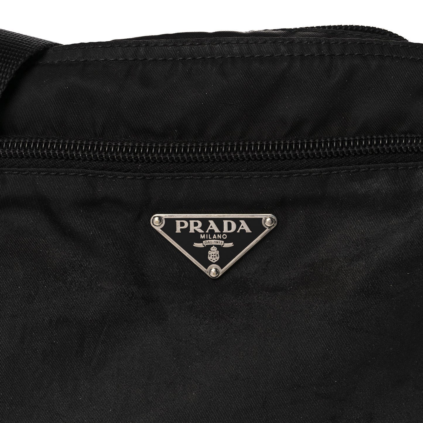 Tessuto Nylon Saffiano Flat Messenger Bag Black