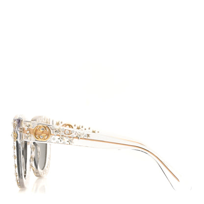 Gucci Acetate Crystal Oversize Mirrored Star Sunglasses GG0116S Ivory 3 of 8