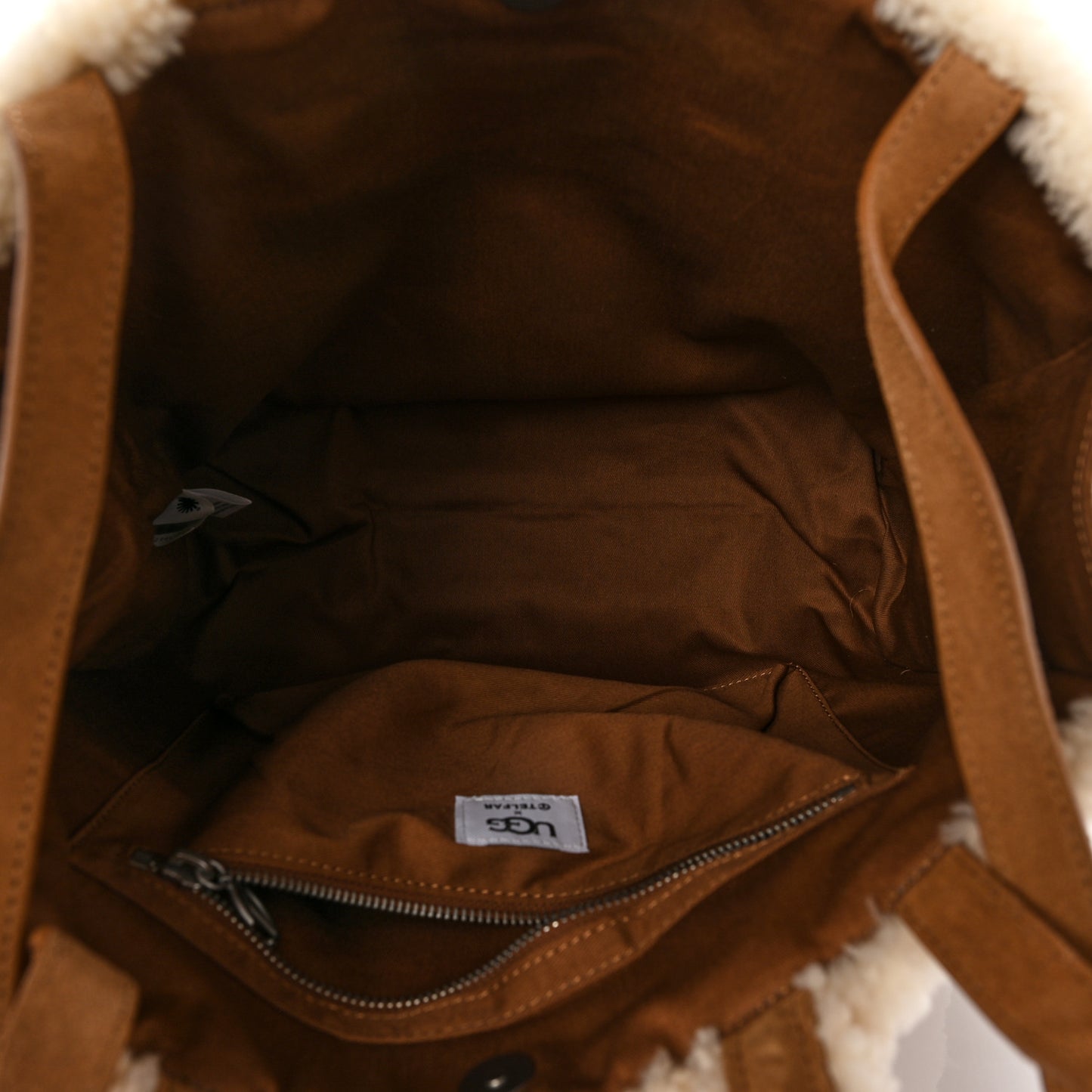 X UGG Suede Shearling Medium Shopping Bag Chestnut