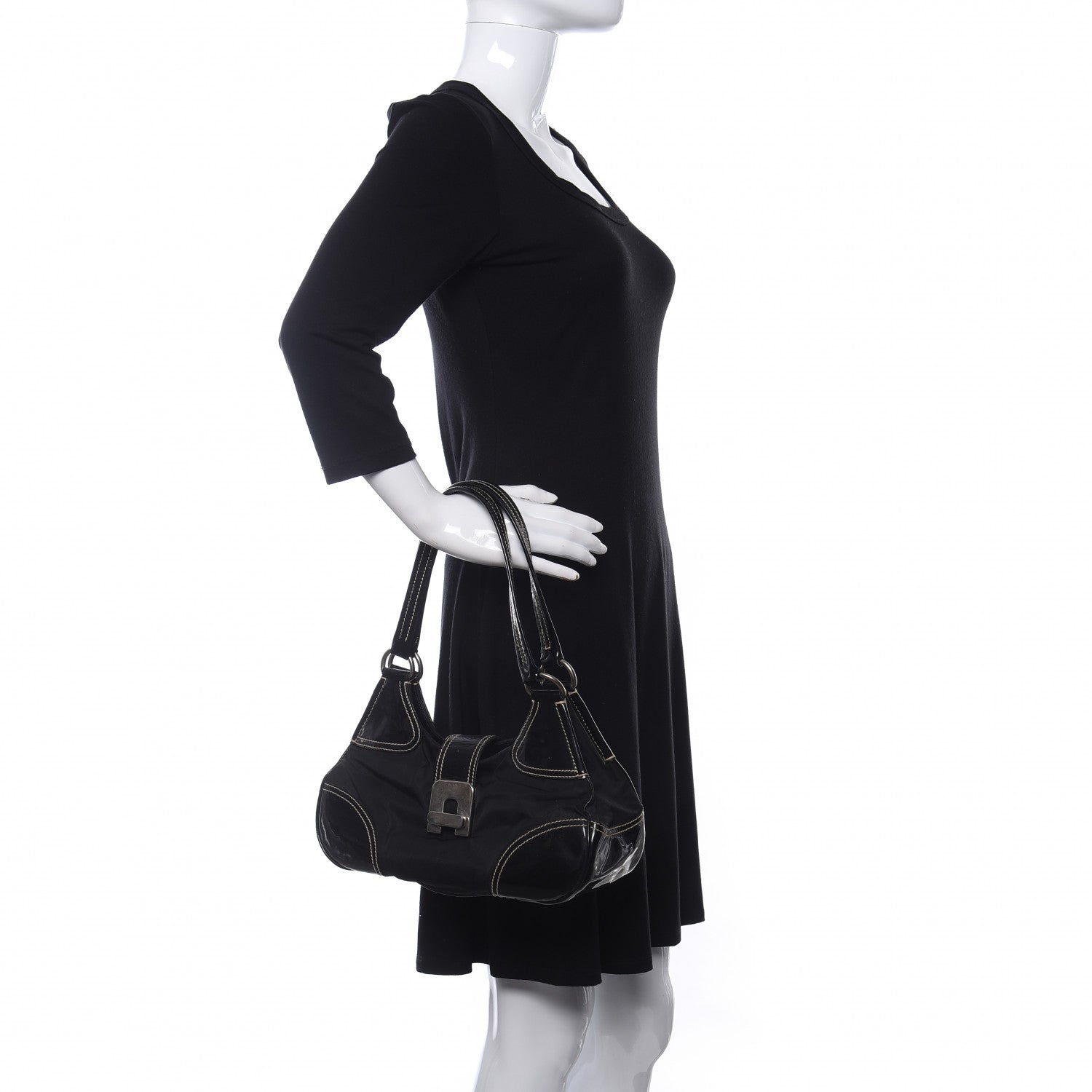 Prada Tessuto Nylon Vernice Hobo Black 2 of 11