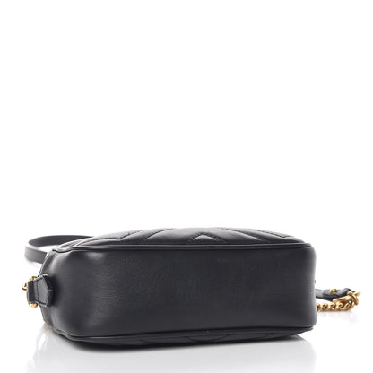 Gucci Calfskin Matelasse Mini GG Marmont Chain Shoulder Bag Black 4 of 10