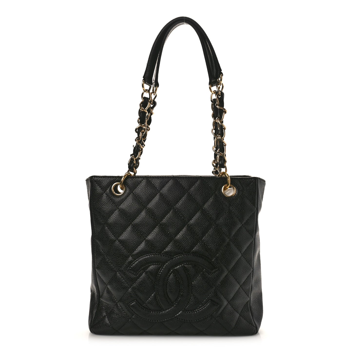 Caviar Quilted Petit Shopping Tote PST Black