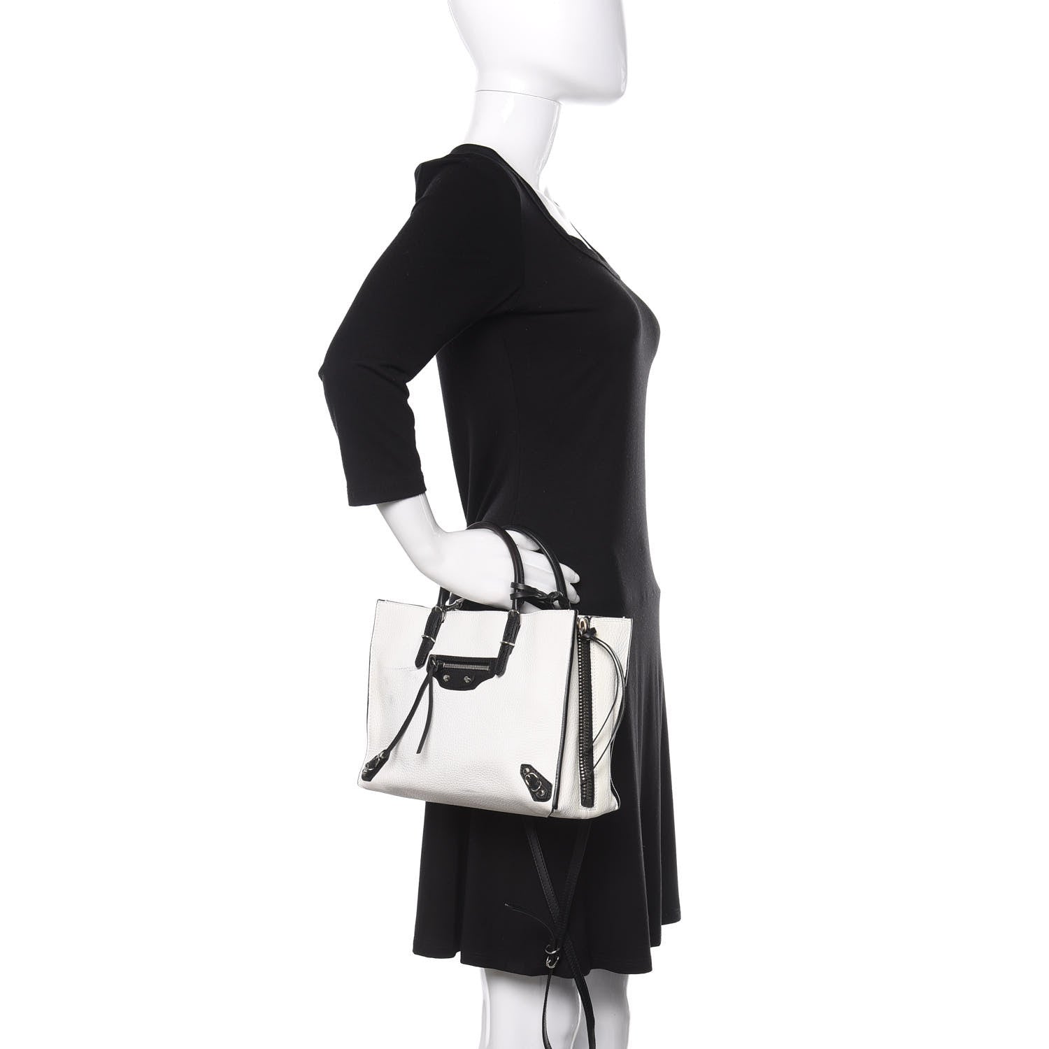 Balenciaga Veau Papier A6 Zip Around Tote White Black 2 of 17