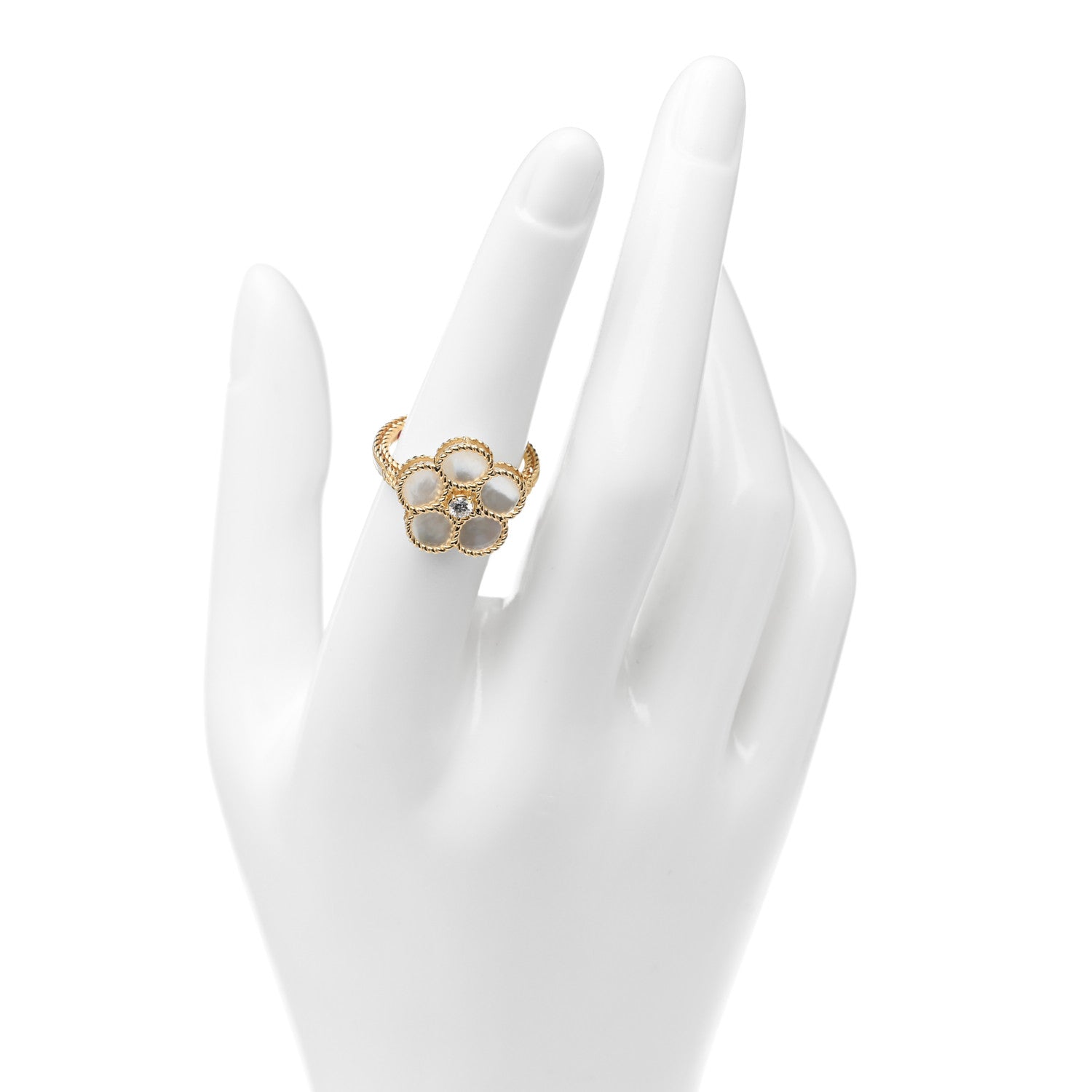 Roberto Coin 18K Yellow Gold Mother of Pearl Diamond Daisy Ring 53 6.5 2 of 5