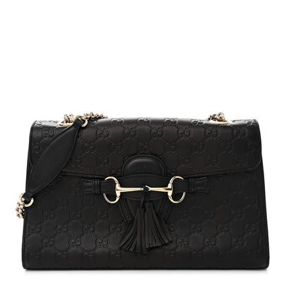 Gucci Microguccissima Medium Emily Chain Shoulder Bag Black 1 of 12