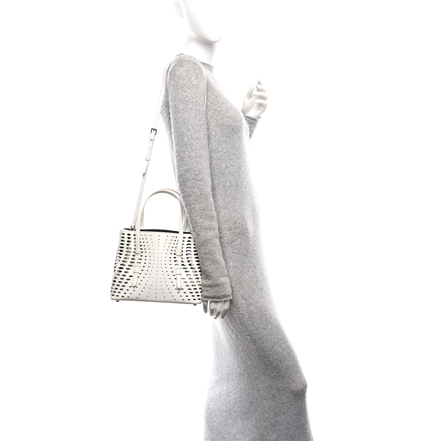 Calfskin Laser Cut Mina 25 Bag White
