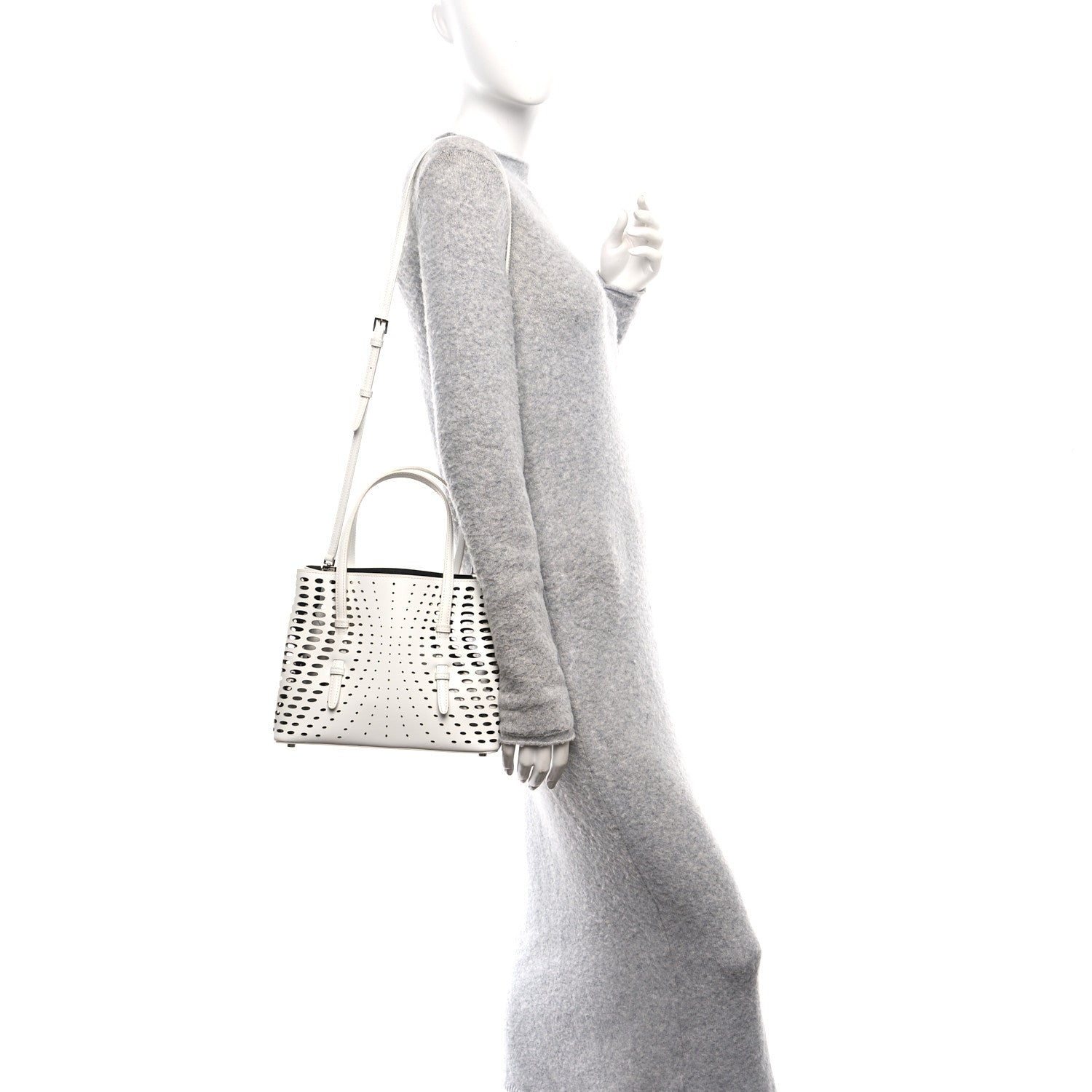 Alaia Calfskin Laser Cut Mina 25 Bag White 2 of 10