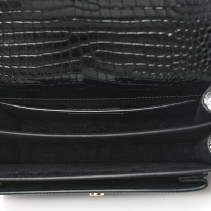 Saint Laurent Calfskin Crocodile Embossed Medium Monogram Sunset Black 4 of 10