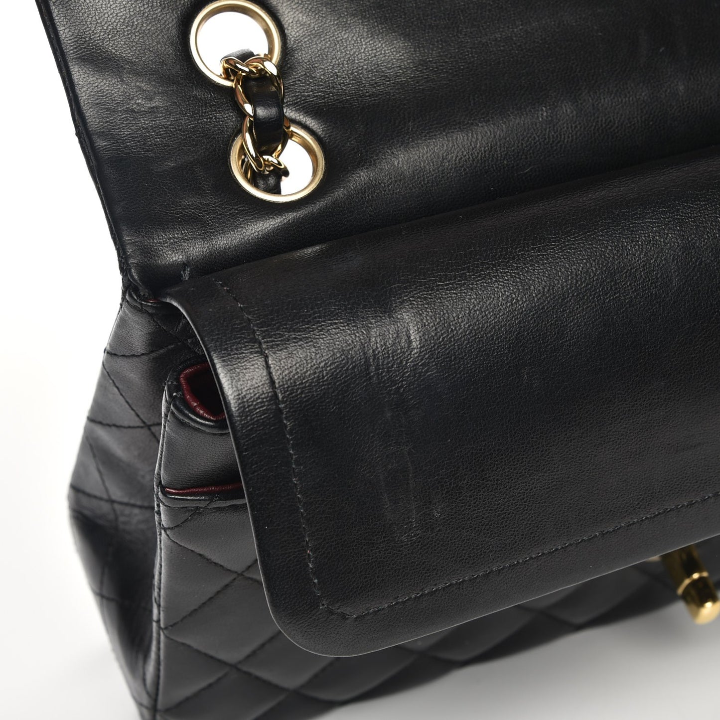 Lambskin Quilted Medium Double Flap Black