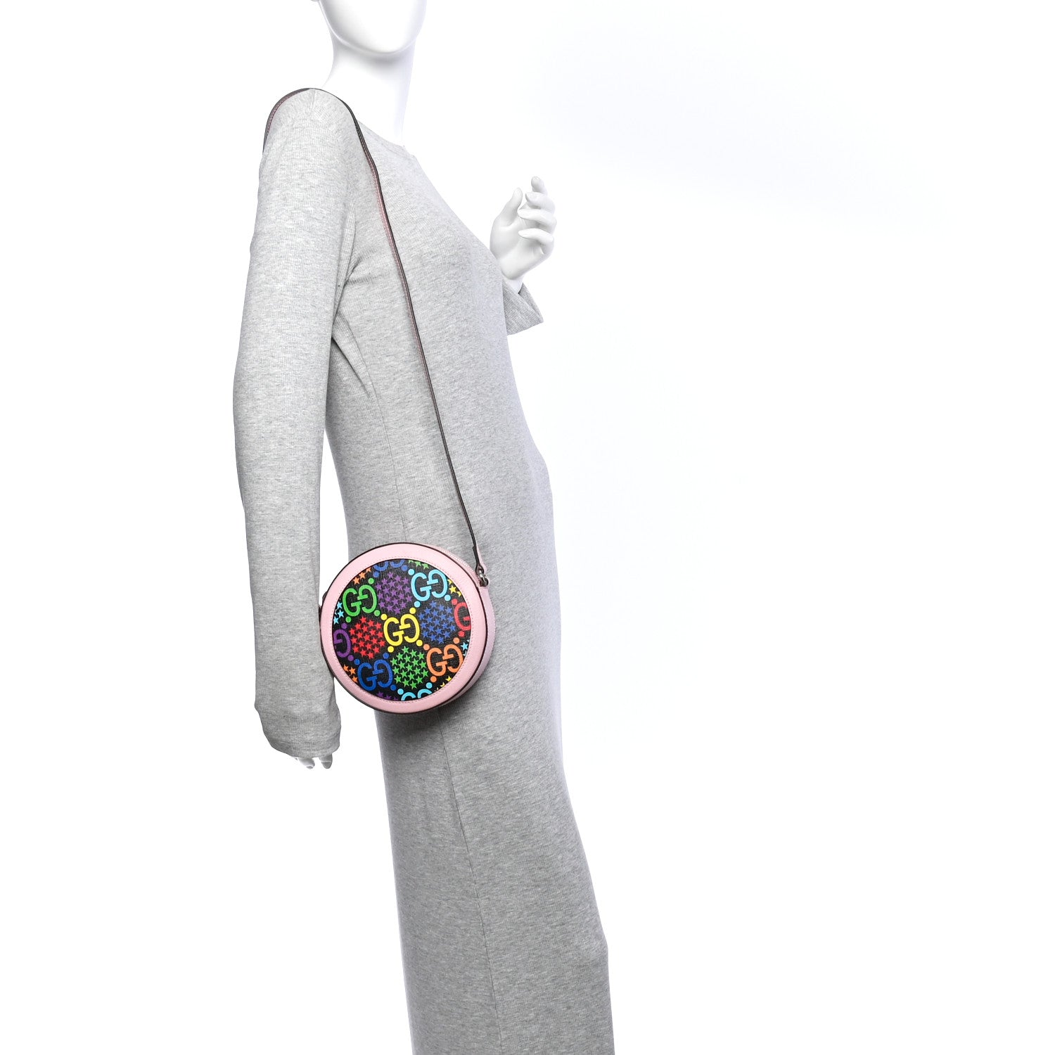 Gucci GG Supreme Monogram Psychedelic Round Shoulder Bag Black Multicolor Sugar Pink 2 of 10