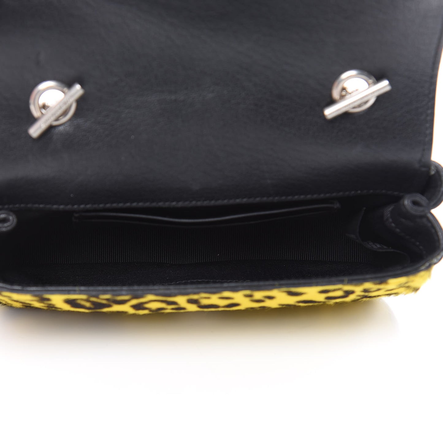 Pony Hair Calfskin Monogram Leopard Print Baby Punk Chain Bag Yellow