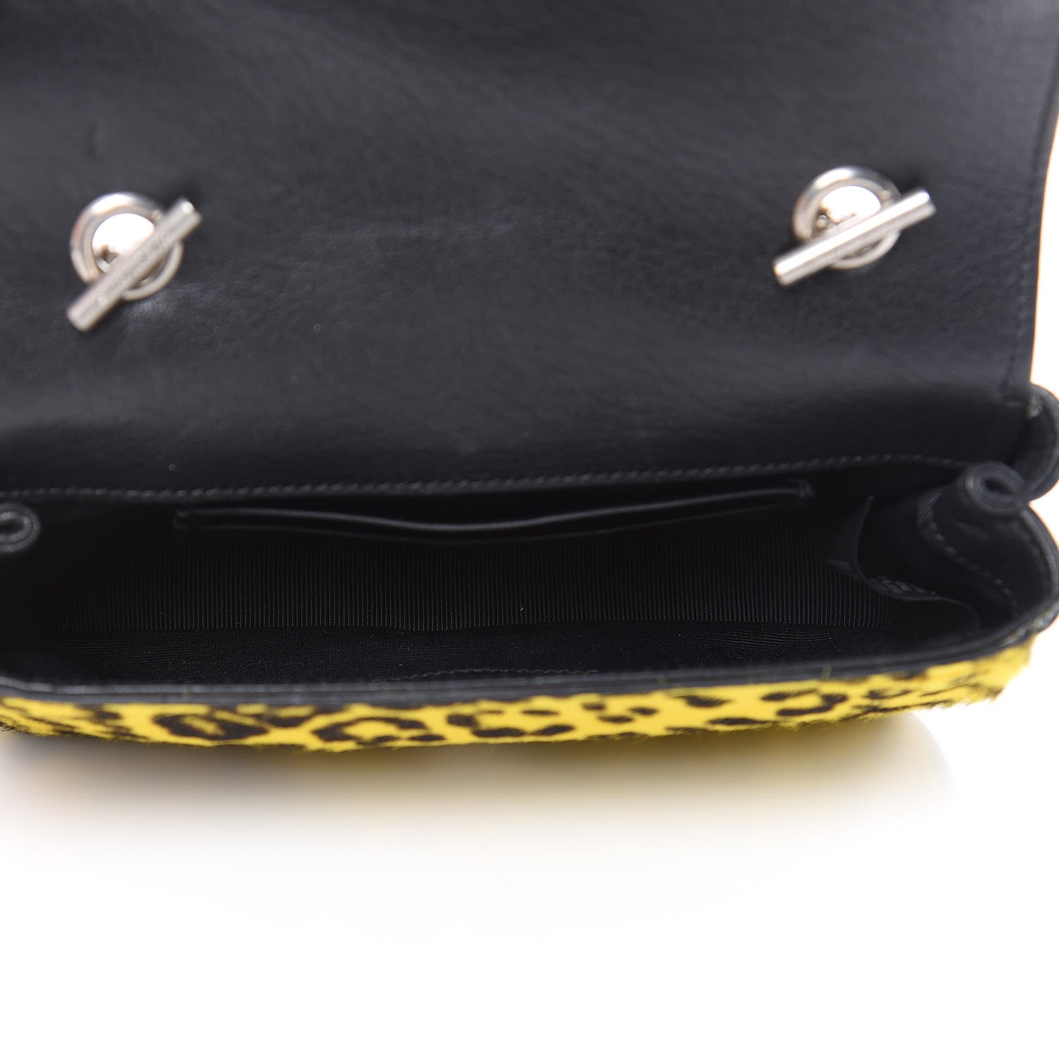 Saint Laurent Pony Hair Calfskin Monogram Leopard Print Baby Punk Chain Bag Yellow 5 of 12