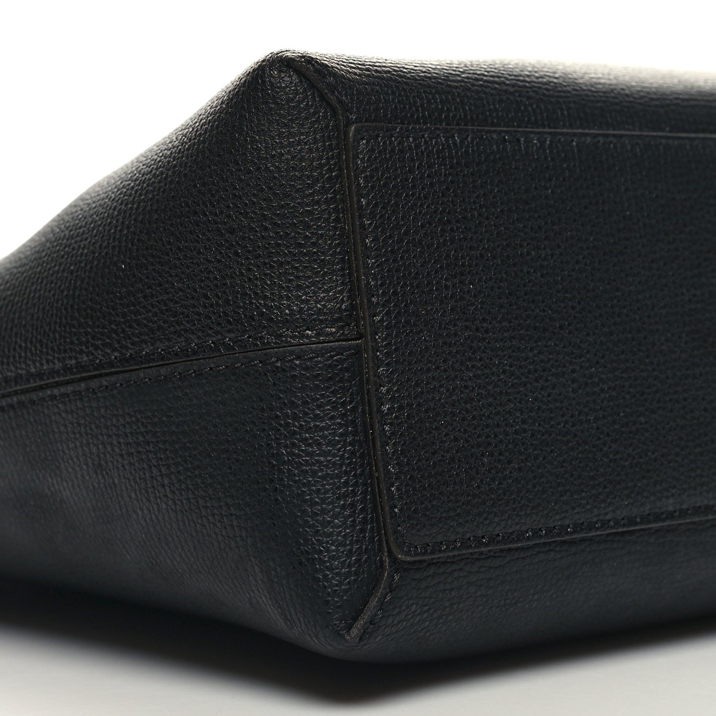 Grainy Calfskin Haymarket Check Small Reversible Tote Black