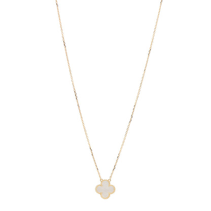 Van Cleef & Arpels 18K Yellow Gold Mother of Pearl Vintage Alhambra Pendant Necklace 1 of 5