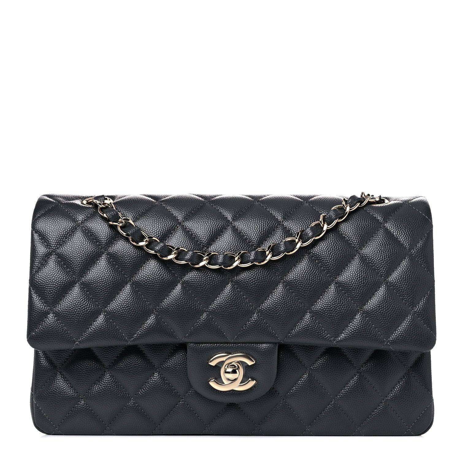 Chanel Caviar Quilted Medium Double Flap Dark Grey 1 of 10