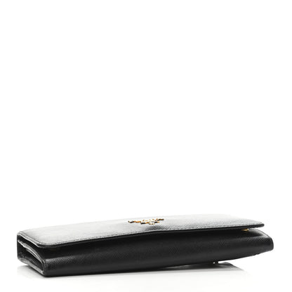 Prada Saffiano Metal Continental Flap Wallet Black 3 of 6