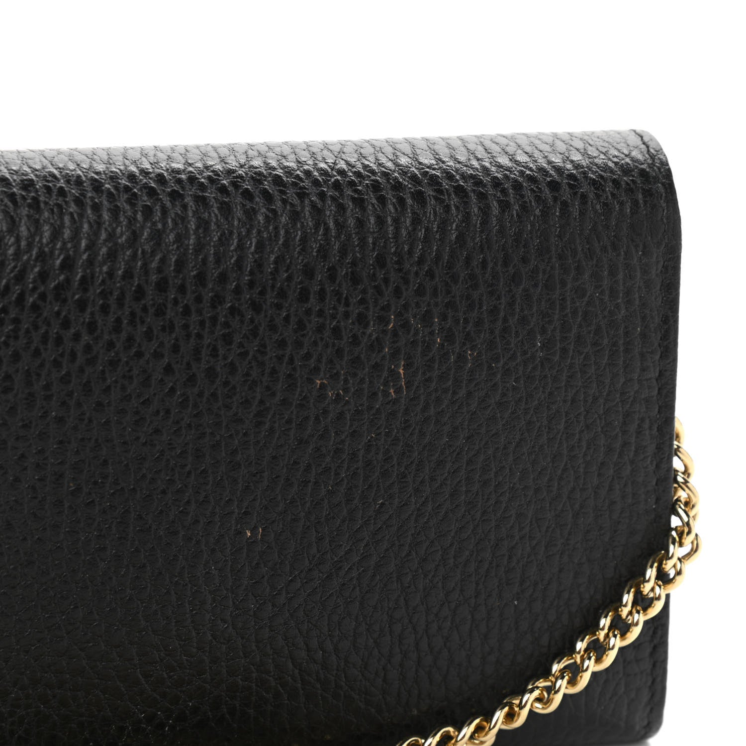 Gucci Calfskin Petite GG Marmont Wallet Chain Bag Black 10 of 12