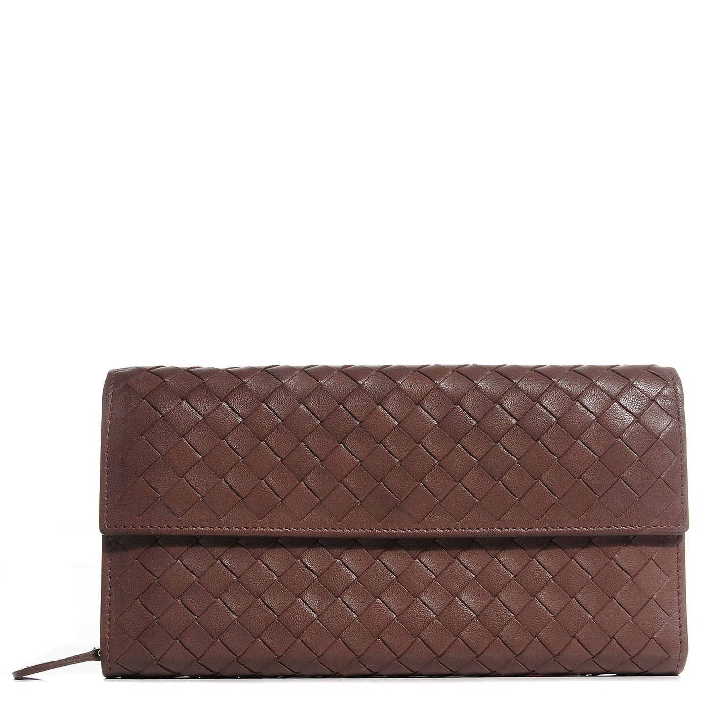 Nappa Intrecciato Continental Flap Wallet Light Brown
