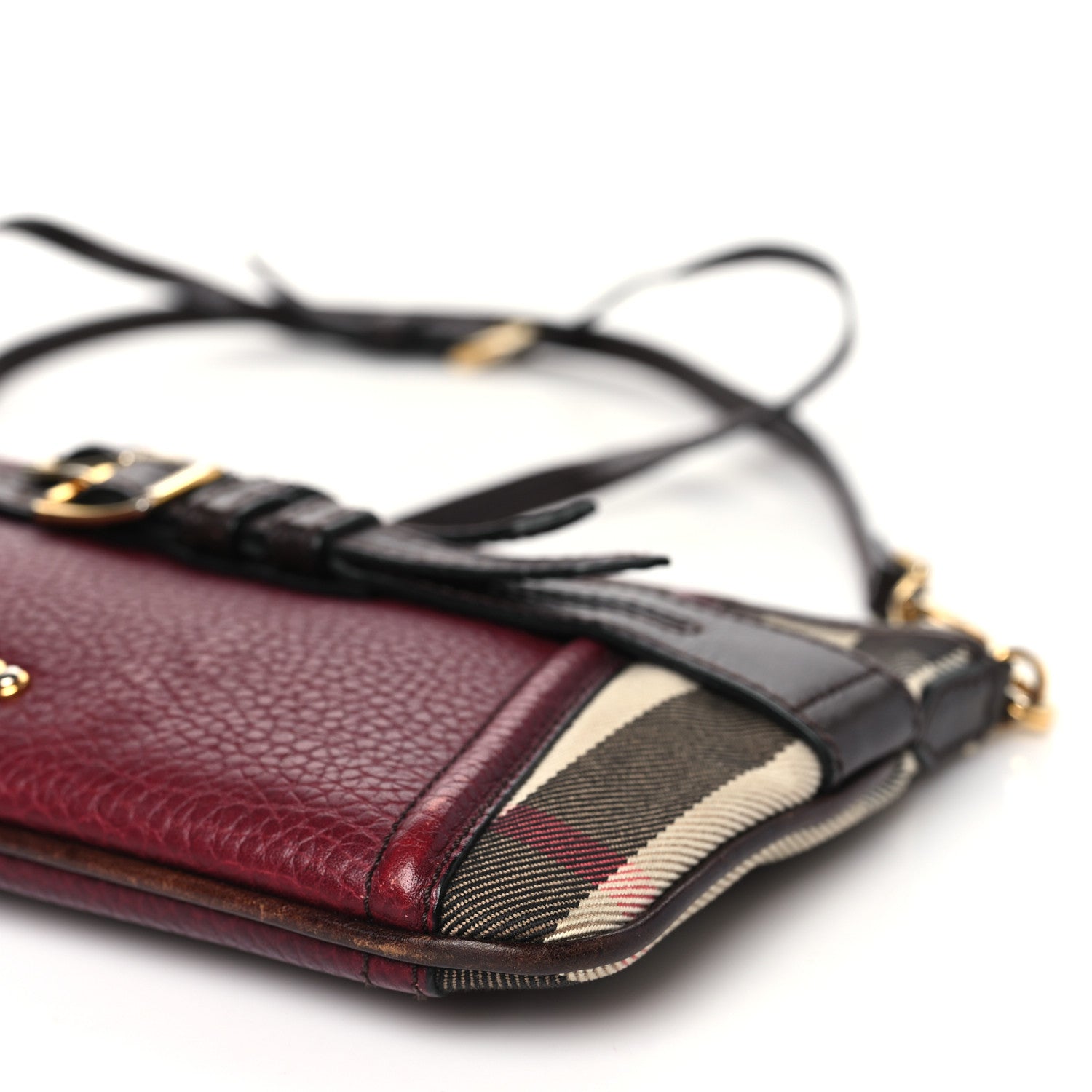 Burberry House Check Bridle Calfskin Peyton Crossbody Burgundy 10 of 10