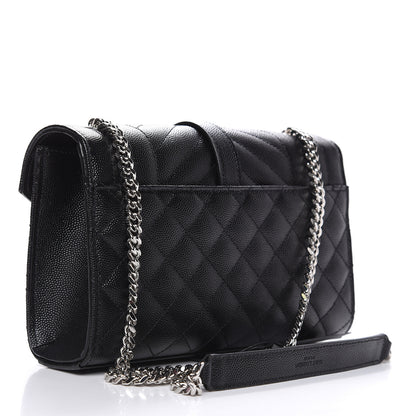 Saint Laurent Grain De Poudre Tri-Quilt Small College Monogram Satchel Black 3 of 9