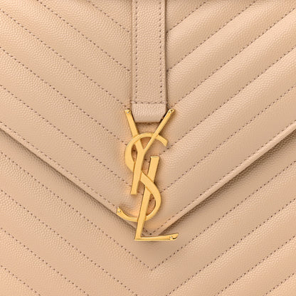 Saint Laurent Grain De Poudre Matelasse Chevron Large Monogram Satchel Dark Beige 8 of 10