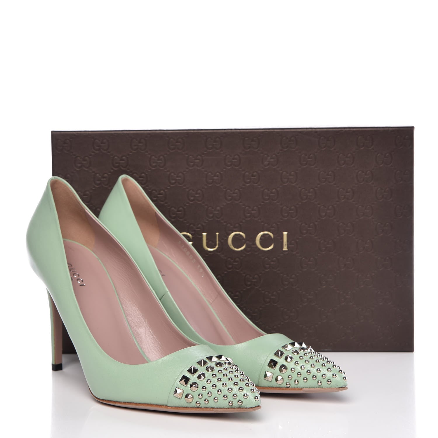Gucci Malaga Kid Studded Cap Toe Coline Pumps 39.5 Plantation 12 of 12