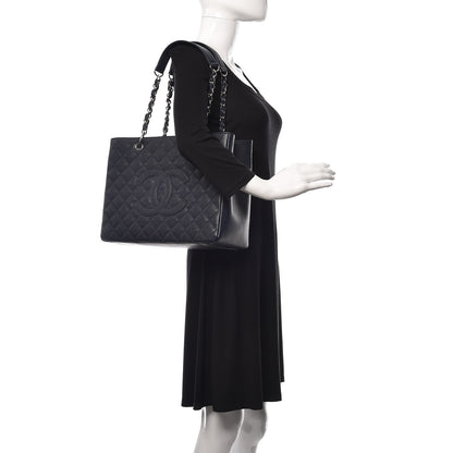 Chanel Caviar Quilted Grand Shopping Tote GST Dark Navy Blue 2 of 11