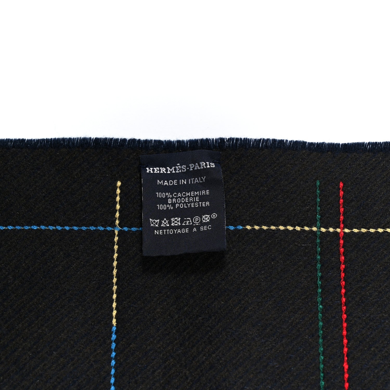 Hermes Cashmere Fringe A Toute Brodee Scarf Bleu 4 of 4