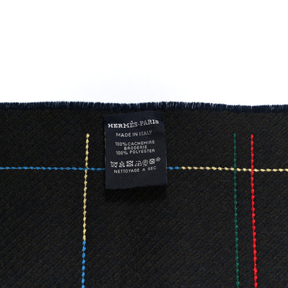 Hermes Cashmere Fringe A Toute Brodee Scarf Bleu 4 of 4
