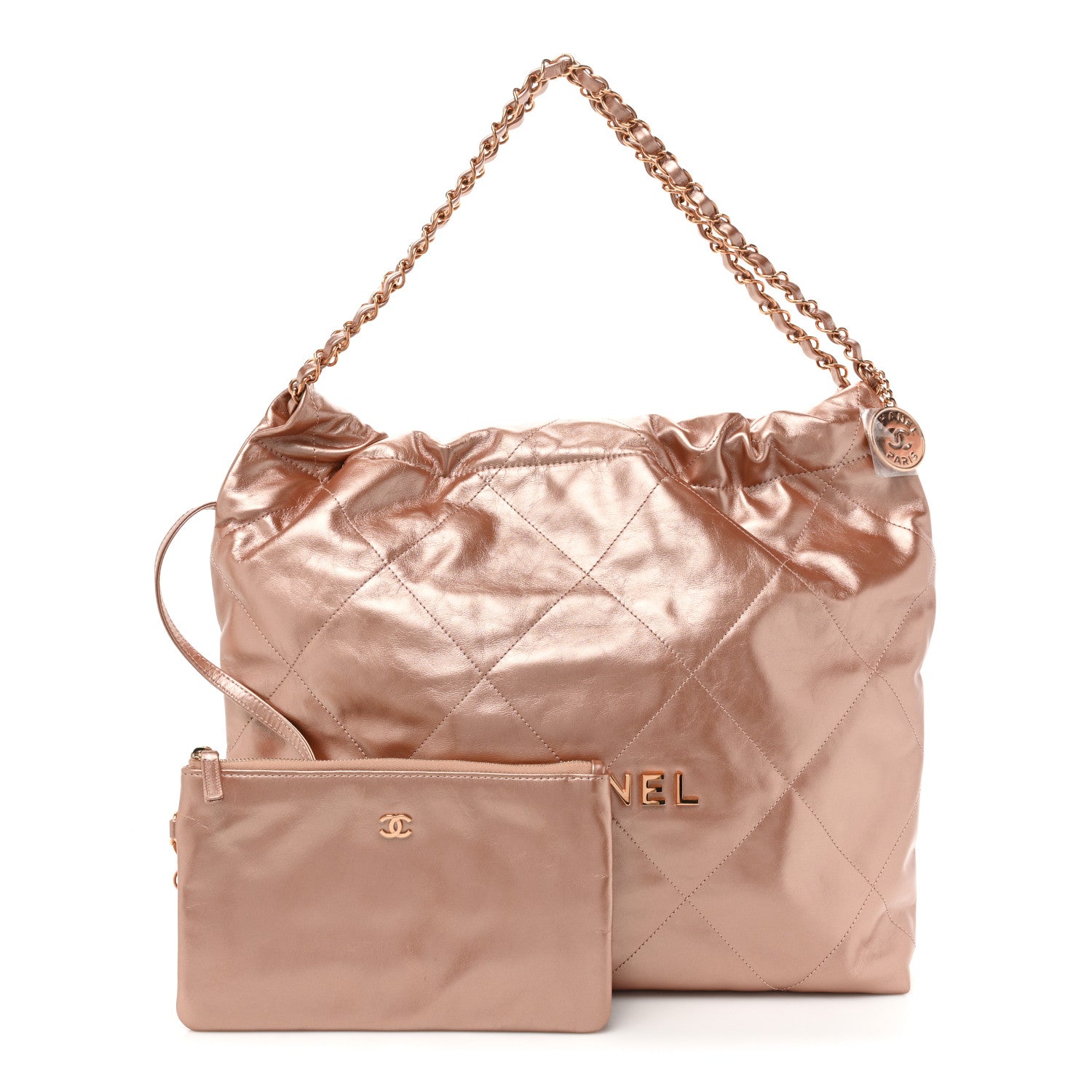 Chanel Metallic Calfskin Quilted Chanel 22 Pink 3 of 11