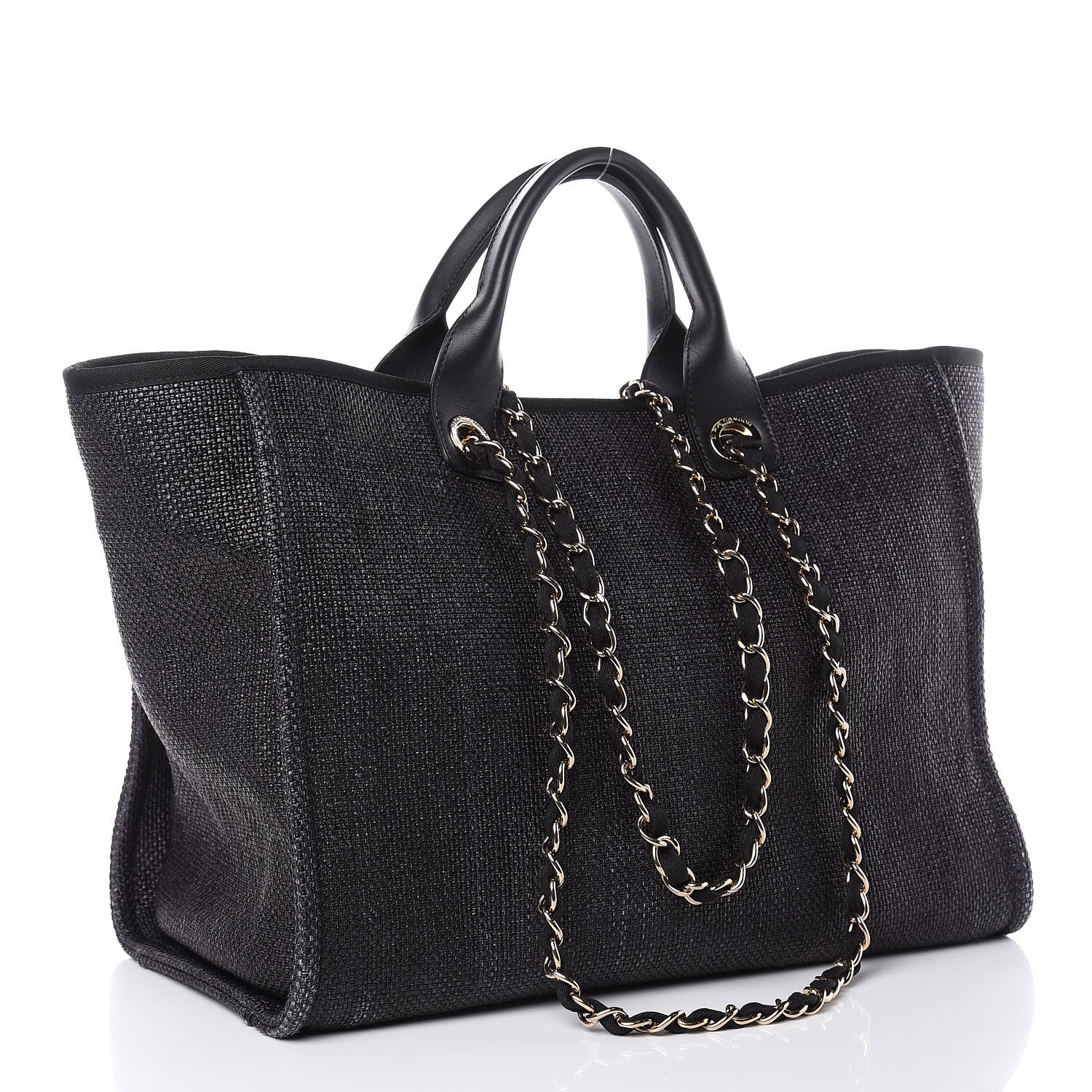 Chanel Woven Straw Raffia Large Deauville Tote Black 4 of 12