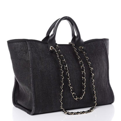 Chanel Woven Straw Raffia Large Deauville Tote Black 4 of 12