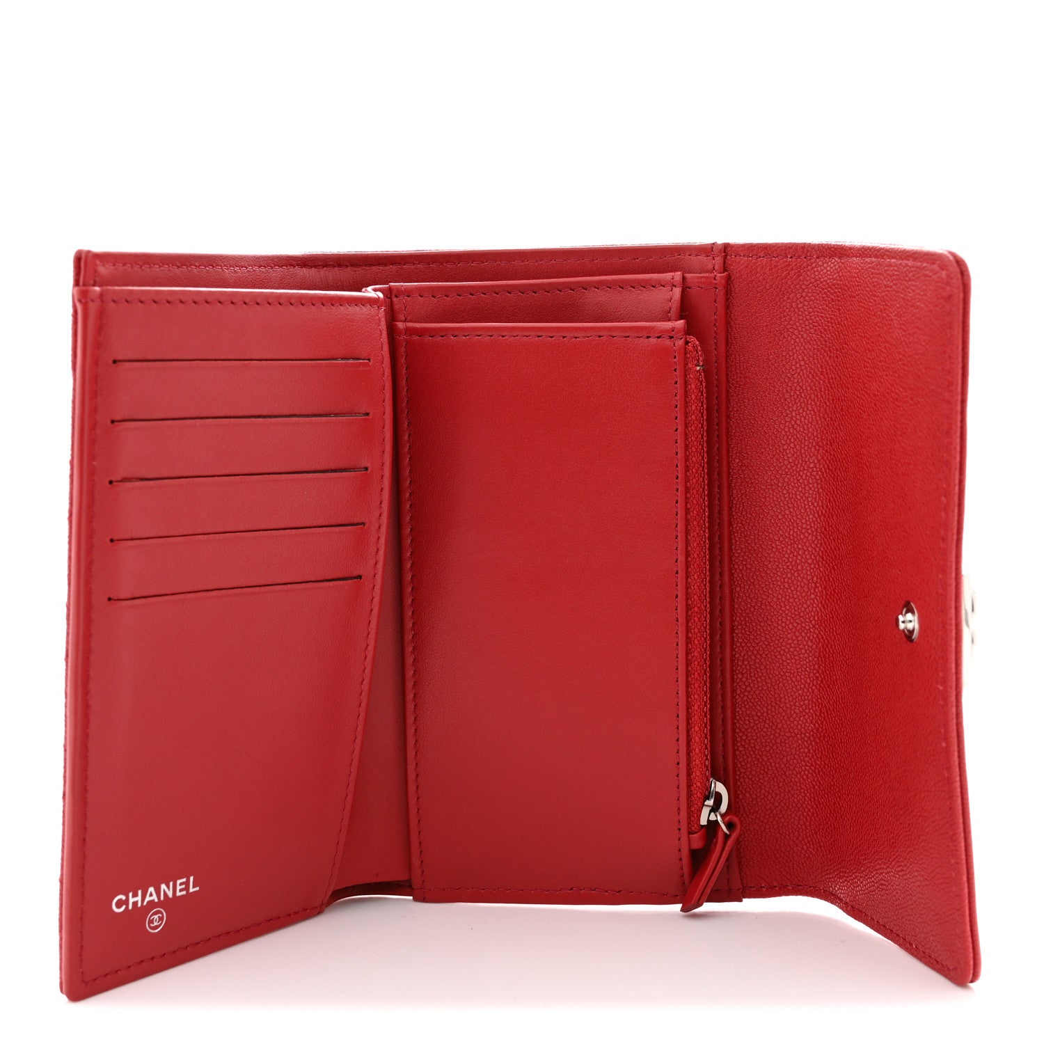 Chanel Caviar Quilted Medium Boy Flap Wallet Red 5 of 8